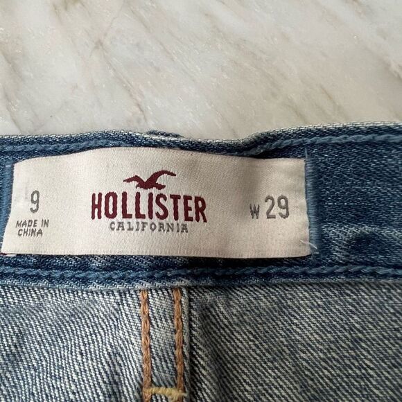 Hollister Cutoff Denim Jean Booty Shorts Frayed Hem Bleached size 9/29 - Picture 3 of 6